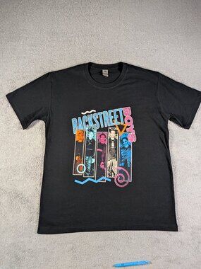Backstreet Boys BSB Retro 90s Graphic T-Shirt L Black 100% Cotton Ring Spun